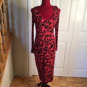 Asos Red Bodycon  open  shoulder Dress sz 10